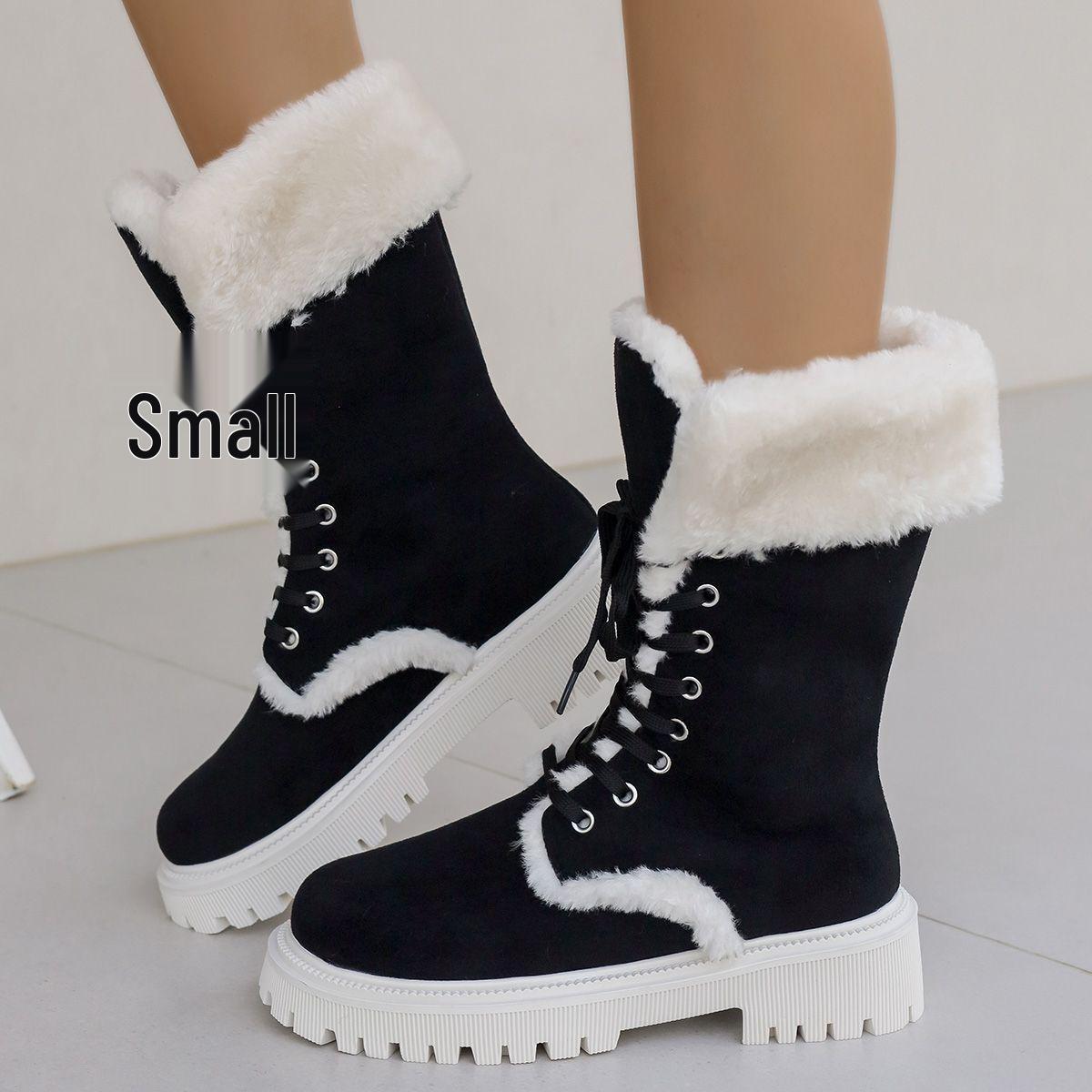 

Mid-Calf Winter Snow Boots: Thick-Soled, Warm Velvet, Non-Slip Martin Boots 38