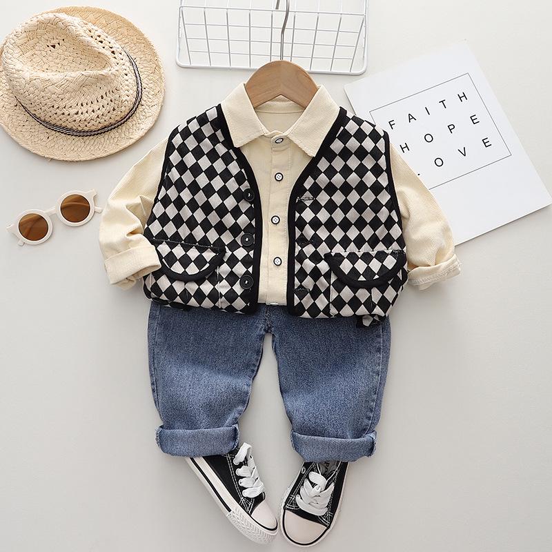 

Стильный осенний костюм для мальчиков: Набор из 3 предметов для детей 1 года 110cm