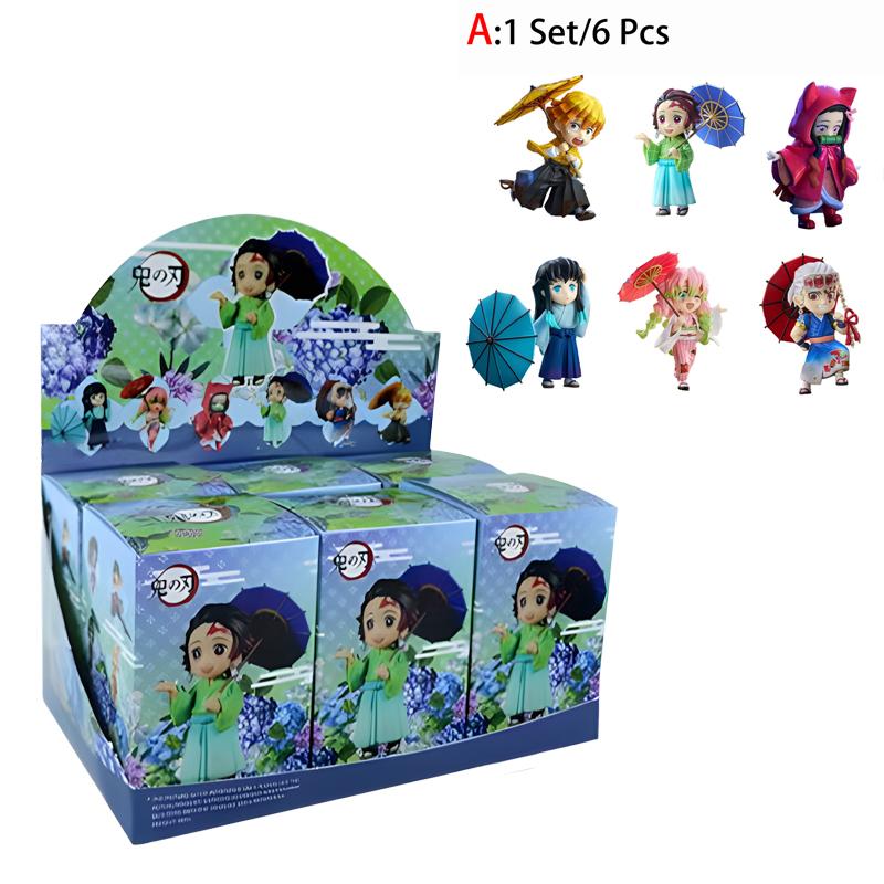 Demon Slayer Kimetsu No Yaiba Plum Rain Mystery Blind Box Tanjirou Nezuko Zenitsu Inosuke Collectible Toy Gift For Manga Lovers