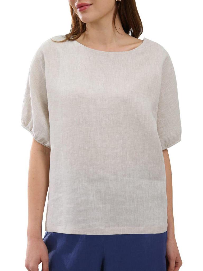 Women's European & American Style Summer Linen Lantern Sleeve Top