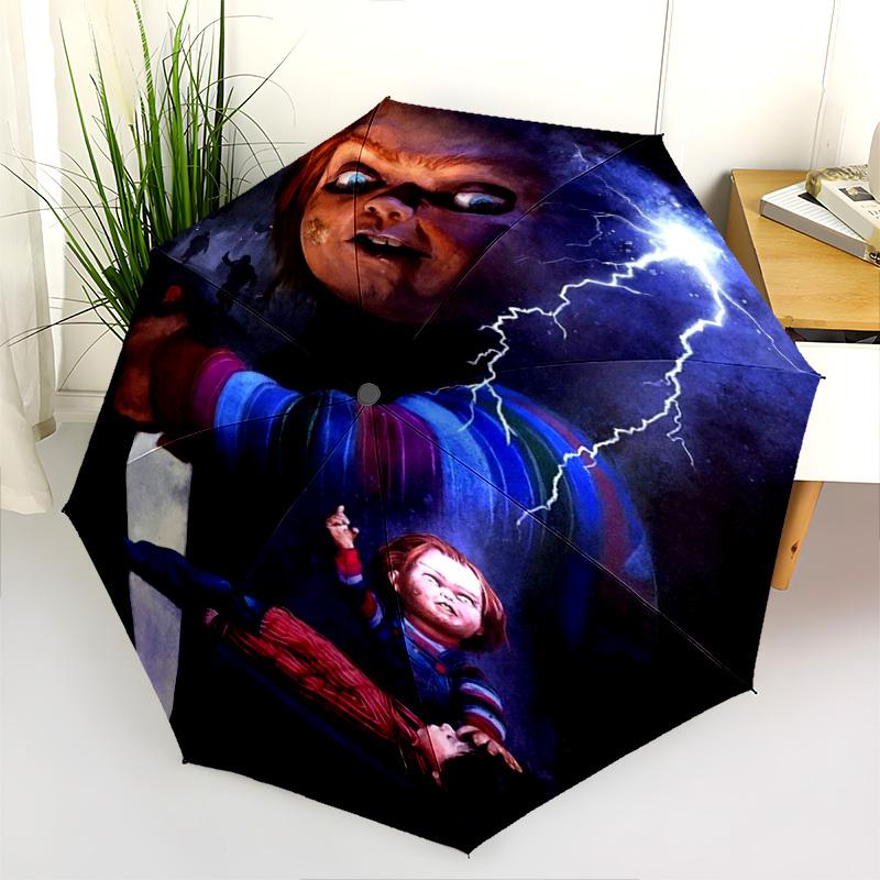 Horror Icons Unite Folding umbrella travel 8 paraphenoid bones Sun umbrella Umbrella printing