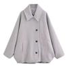 Women Tweed Coat Solid Color Suit Collar Long Sleeve Double Breasted Autumn and Winter Imitation Wool Mid-length Jacket