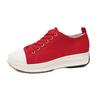 Foreign trade large size women's new fashionable low-top muffin platform canvas shoes lace-up flat casual single shoes
