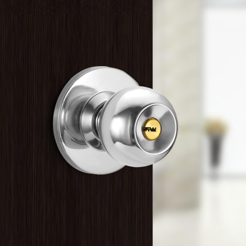 Round Aluminum Alloy Door Knob Lock Set Rotation Knobset with Key Metal Handle for Home Bathroom Bedroom