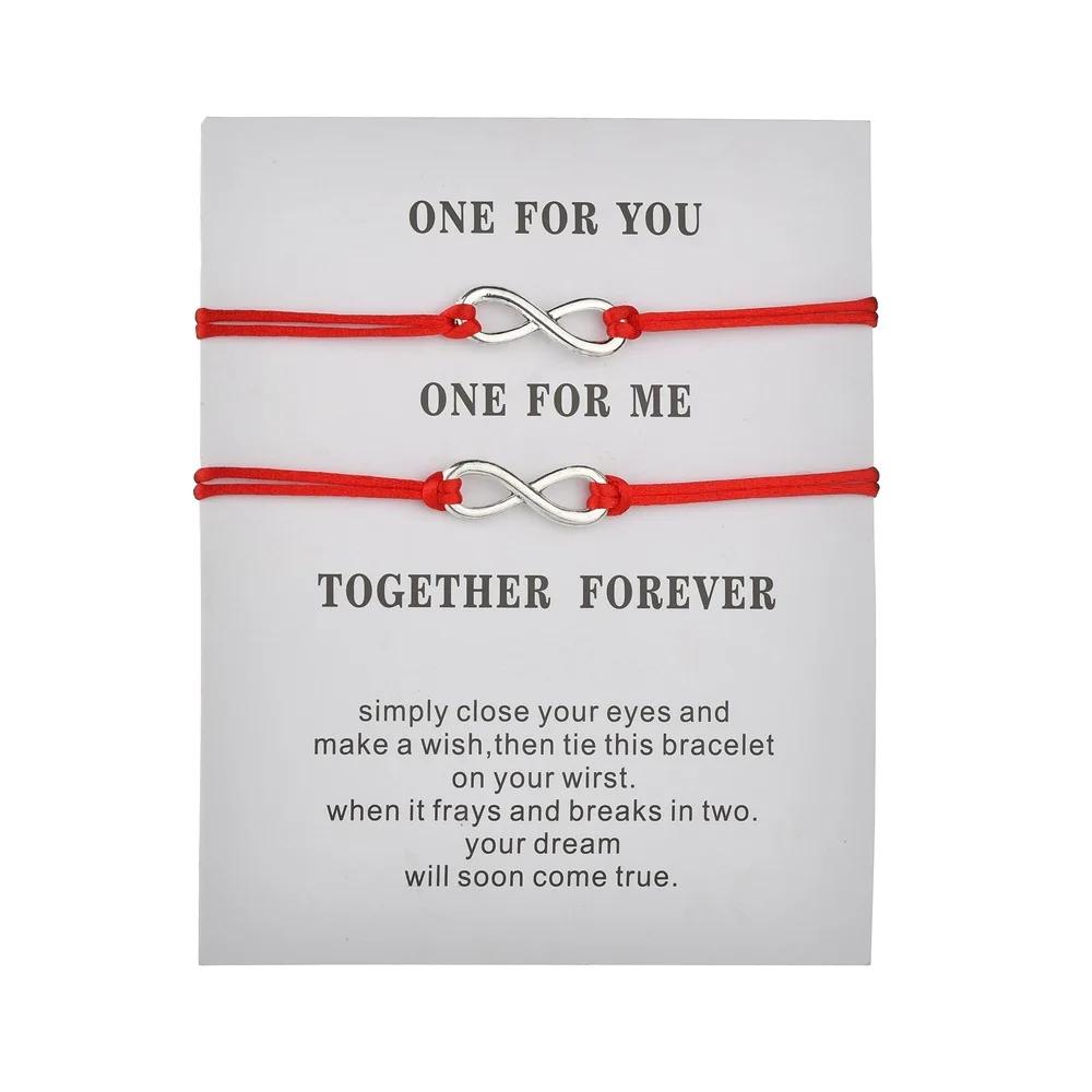 2Pcs Number 8 Infinity Love Lucky Couple Bracelets For Women Men Colorful Braided Rope Friendship Bangles Jewelry