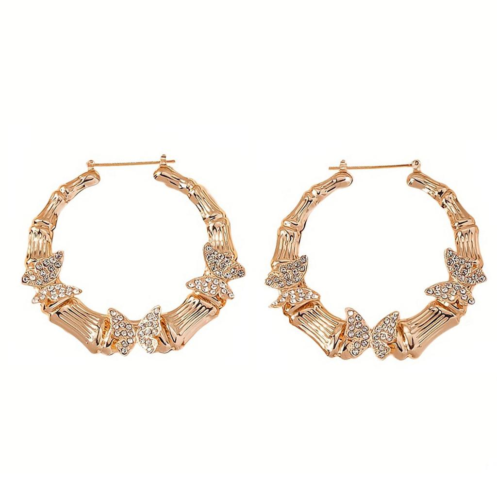 Stylish Butterfly Circle Earrings Drop Earrings Comfortable Ear Jewelry Alloy Texture Suitable for Daily and Party Wear