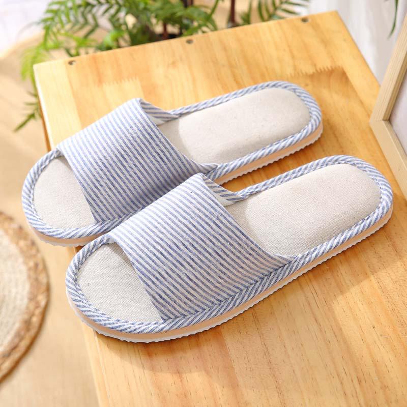 Japanese Style Women's Cotton Linen Slippers - Non-slip, Soft Sole for Indoor Use - Ideal for Summer, Spring, and Autumn.