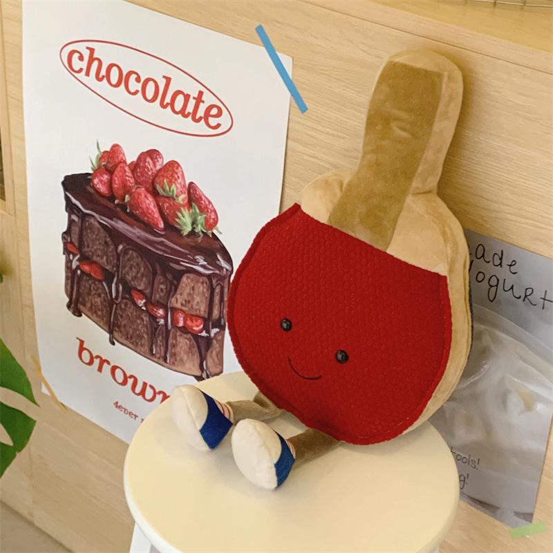 Creative Simulation Table Tennis Racket Pillow Plush Toy Puppet Doll