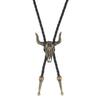 Stylish PU Leather Wax Cord Bolo Tie Necklace For Women Men Lightweight Necktie Practical Alloy Chain Jewelry Accessory