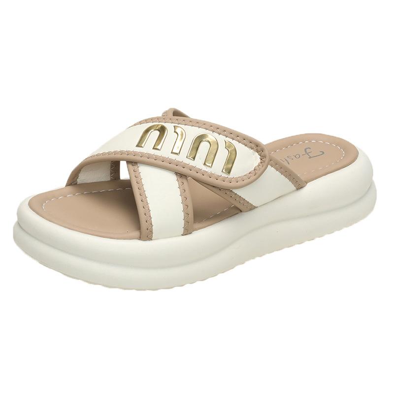 EVA Thick-soled Cool Slippers Women's Summer Fashion Outer Wear Stepping On Shit Feeling One-word Sandals