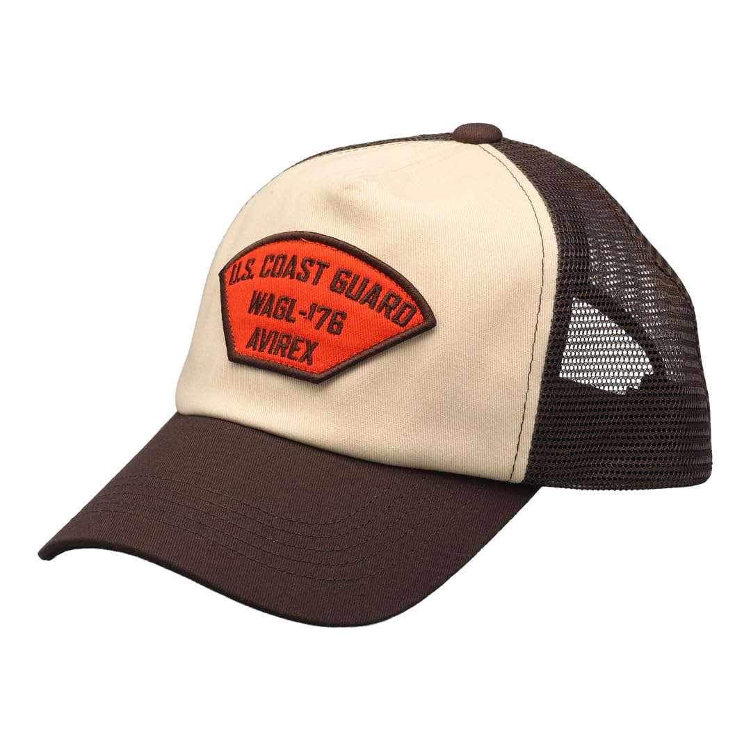 

AVIREX Men s Cap Brand Logo Hat American Casual Military AVIREX Trucker Stylish Cool Color Block Off-white