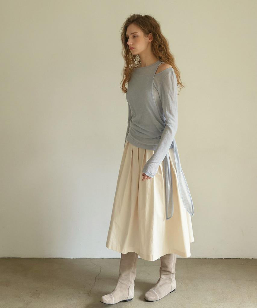 Auro Cotton Tuck Skirt [ Cream ]