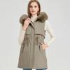 Fashion Winter Coat Female Long Parkas Hooded Faux Fur Collar Detachable Sleeves Loose Thick Warm Women's Jackets