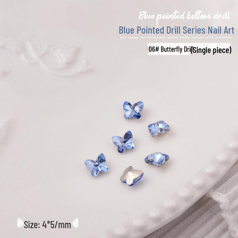 Elegant Blue Crystal Nail Art - Large & Irregular Rhinestone Accessories with Crooked Peach Hearts
