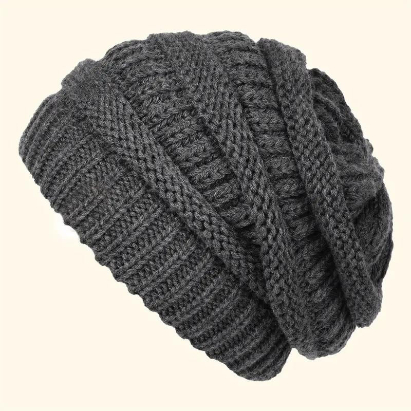 Women's Winter Beanie Hat with Extra-Large Circumference Thickened for Warmth Wide-Circumference Knit Hat Windproof and Cold-Resistant