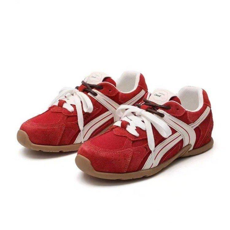 Soft-soled red German training shoes women's autumn 2025 new flat-soled Forrest Gump casual shoes versatile sports shoes women's tide