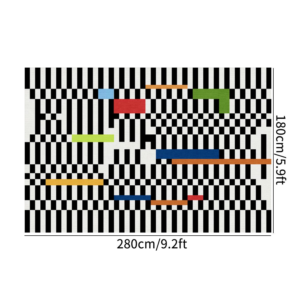 Retro Geometrisch Blok Vloerkleed Antislip Duurzaam Modern Edgy Vloerkleed Voor Woonkamer En Studio Decor 160x230cm 63x90inch
