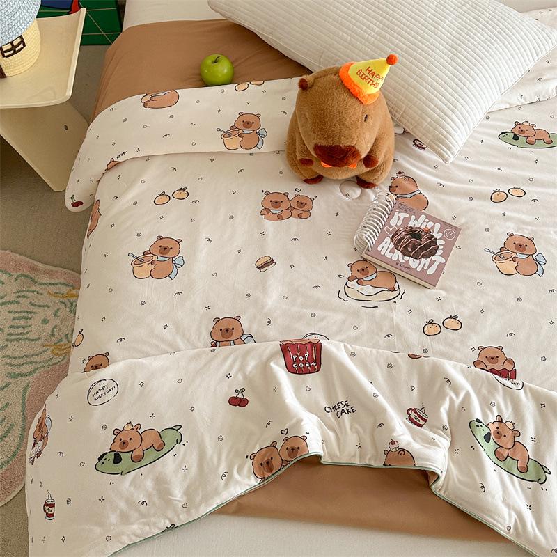 Cartoon Milk Knit Cotton Baby Quilt – Cooling Summer Blanket for Infants