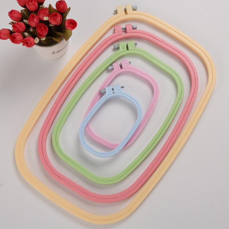 Candy Color Off-White Square ABS Embroidery Hoop - Multiple Sizes for Embroidery Machines