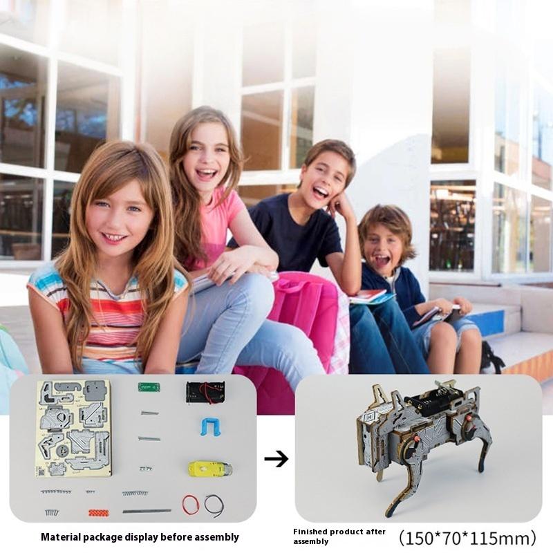 Voice Control Mechanical Dog STEM Kit DIY Wooden Science Toy Educational Building Project for Kids Classroom Learning Tool