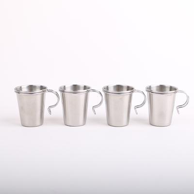 Exclusive Design 4pcs Stainless Steel Mini Shot Cups with Cork Coasters Unique Style for Modern Home Bars Best Father's Day Gift