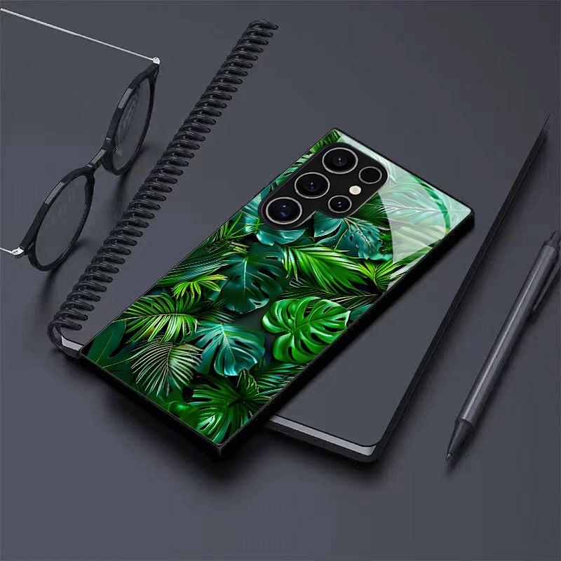 Tropical plant print green leaf pattern phone case for Samsung S21 S23 PLUS S24 Plus S25 S25 A36 A54 back cover