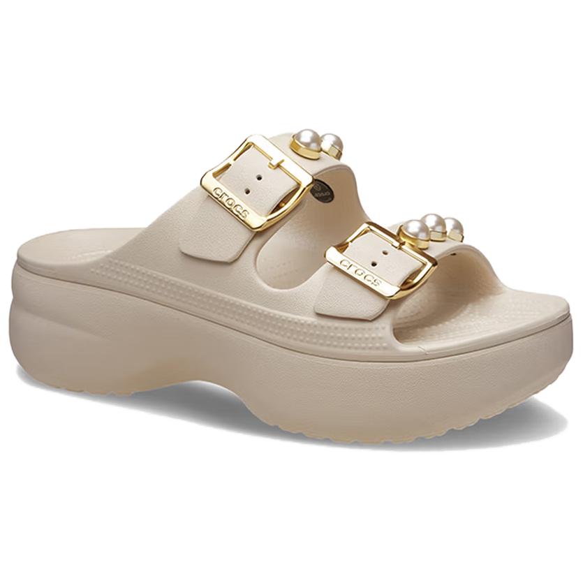 Crocs Classic Cloud Comfort Decorative Slide Sandals Women Sandals Beige Gold 215573-2TC