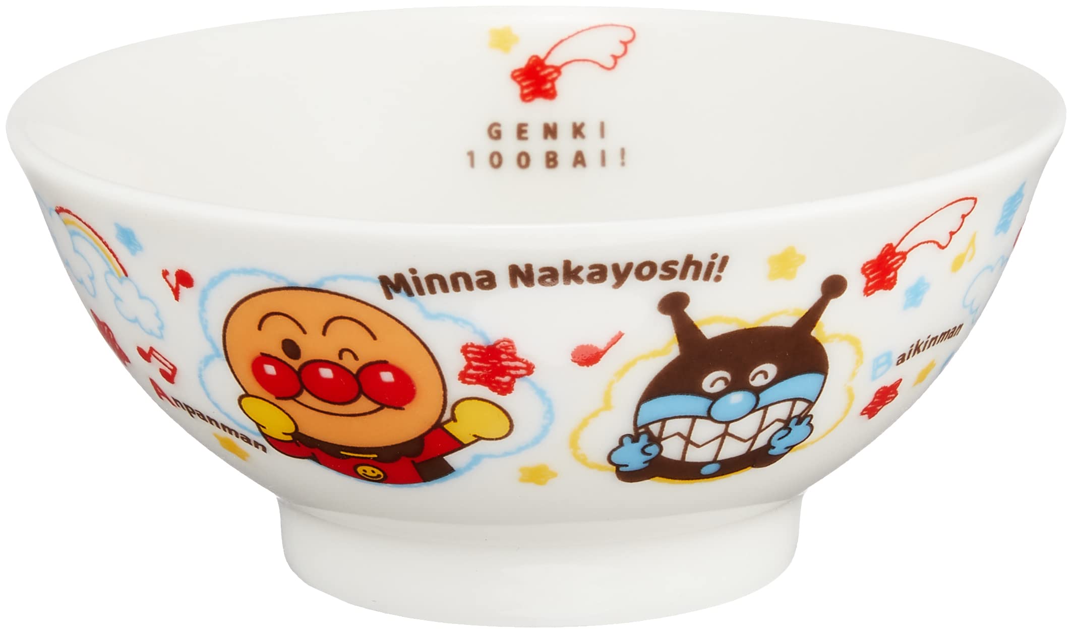 Kinsho Ceramics Ceramic Rice Nakayoshi 066121 White Anpanman Bowl, Approx. 11cm, Series, белый
