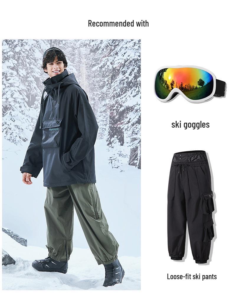 Unisex Windproof Waterproof Ski Suit – Warm, Loose-Fit, Plus Size Skiwear for Couples