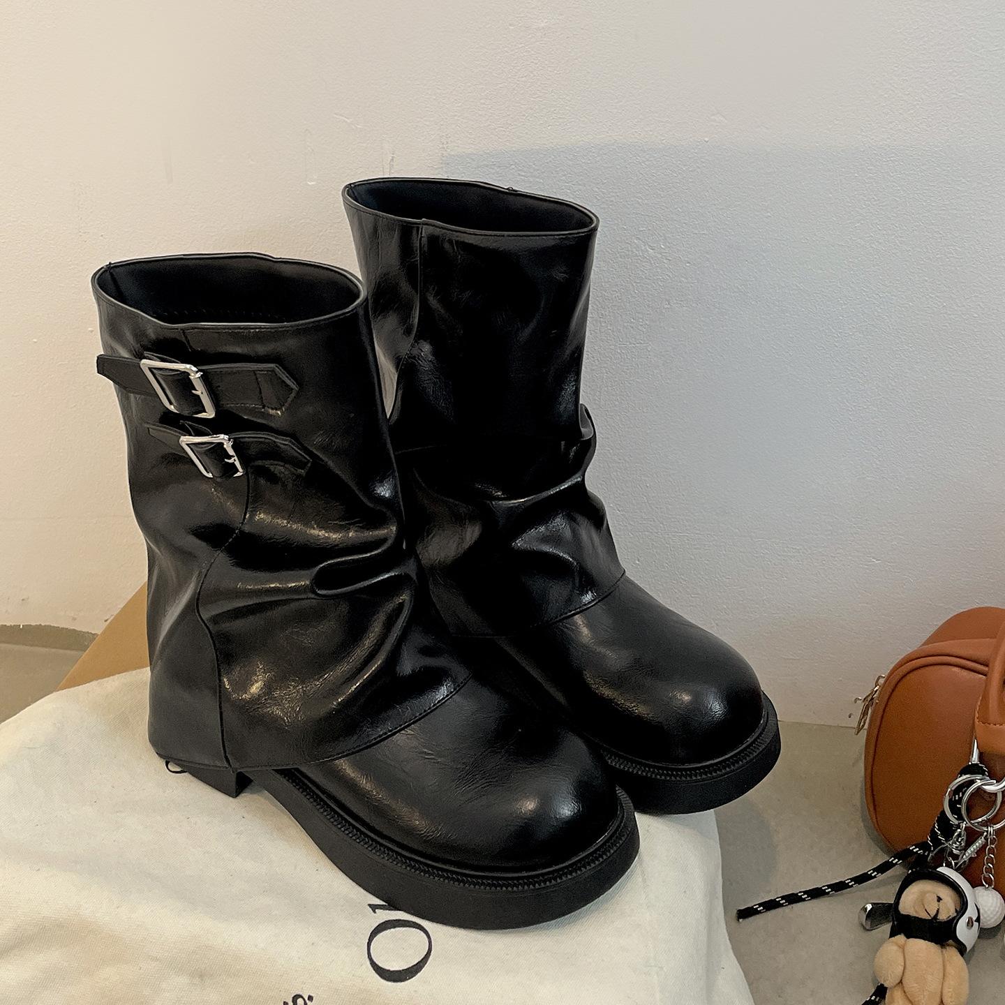 

Queen Van Yinglun Maillard brown thick heel heightening short boots women s 2025 new autumn thin trouser boots 35 чёрный