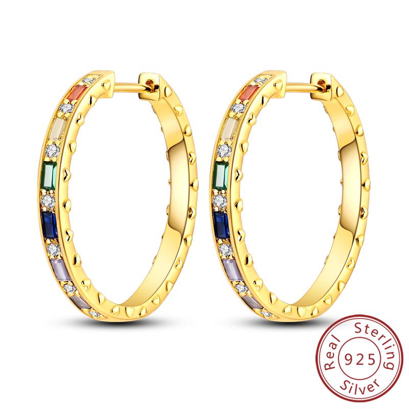 Earrings Original 925 Silver Stud Drop Hoop Earrings Rose Gold for Women Girls Party Wedding Birthday Jewelry Gift