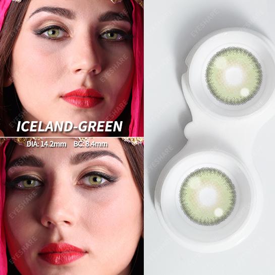 EYASHARE 1 Paar mehrfarbige Kontaktlinsen ICELAND farbige Jahreskontaktlinsen grüne Farblinsen