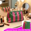PVC Striped Cosmetic Bag Tassel Zipper Makeup Storage Pouch Waterproof Travel Toiletry Organizer Bag