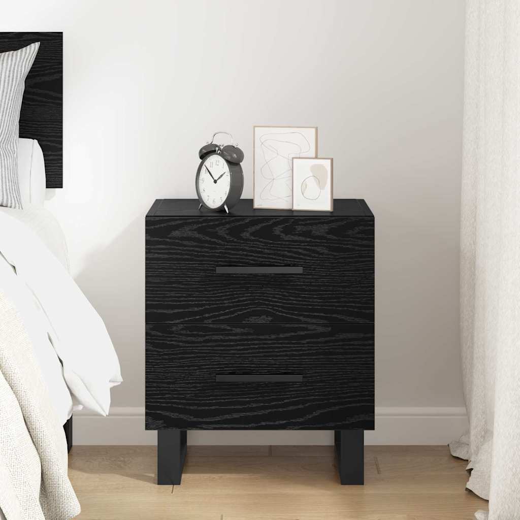 Nightstand Black Oak Look 40 x 35 x 47.5 cm Engineered Wood