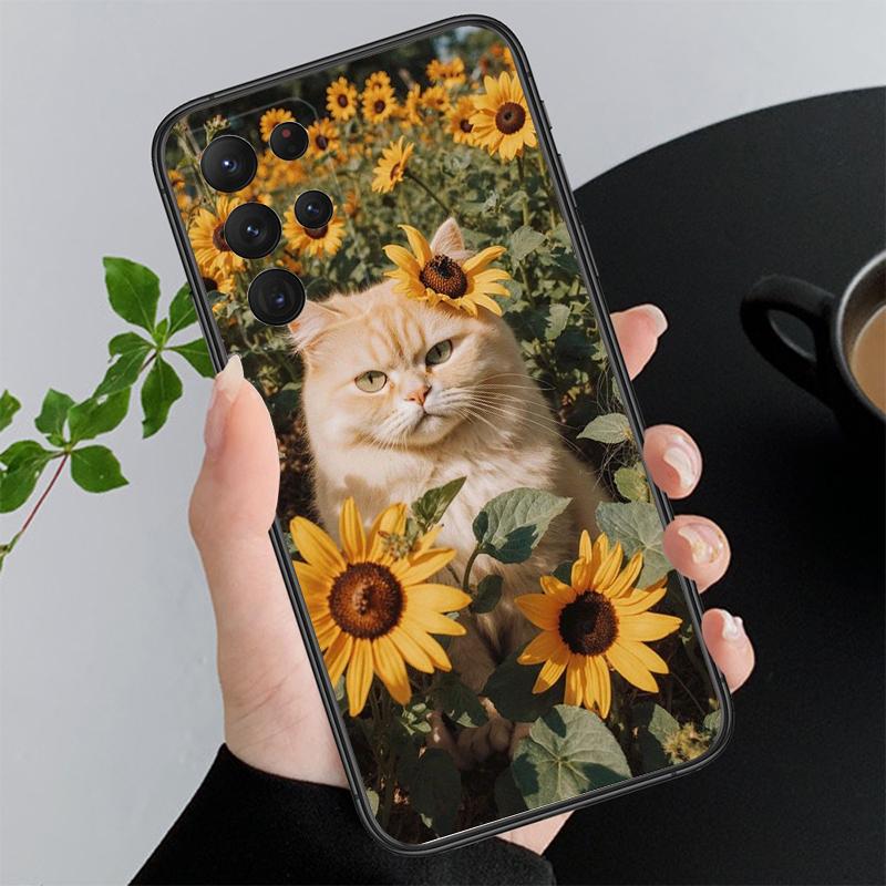 Phone Case For Samsung A17 A55 A16 A56 A35 A15 A53 A54 A33 A34 A25 A05S A52 A52S A07 A26 A06 Flower Cats