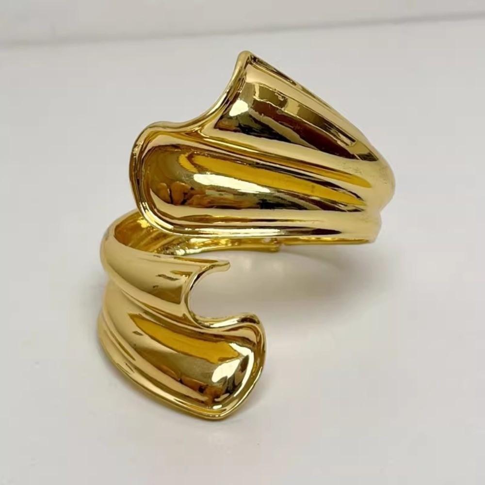 Ribbon Shaped Zinc Zinc Alloy Wide Opening Bangle Opening Arm Ring Retro Hand Ring Party Decoration