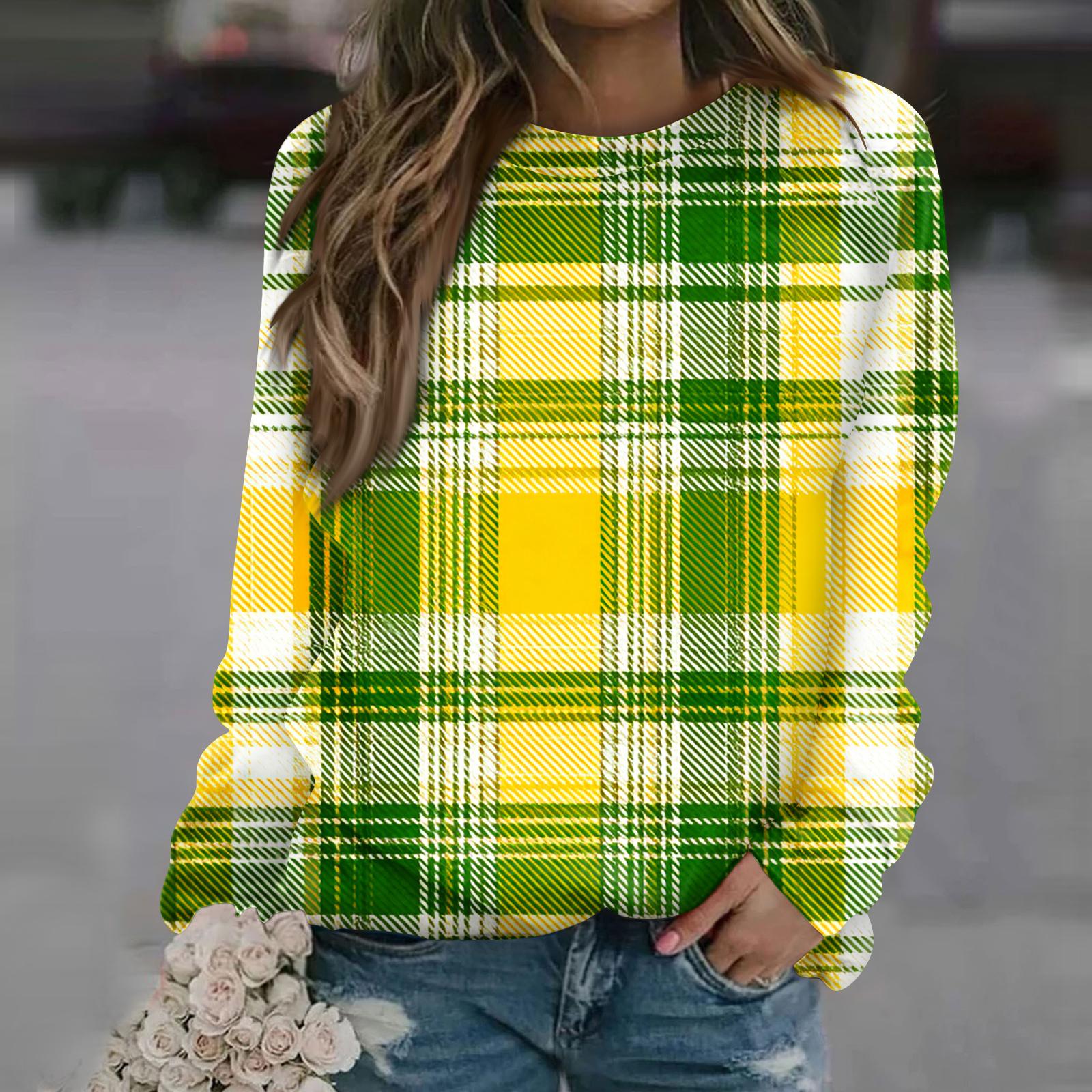 

Women s Fashion Casual Long Sleeve Printed Neck Sweatshirt Top XL жовтий