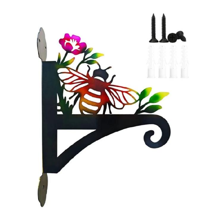 

Wall Mount Plant Hanger Bracket With Bees Pattern Bird Feeder Lanterns Metal Hanging Hook For Garden Patios Decoration 1