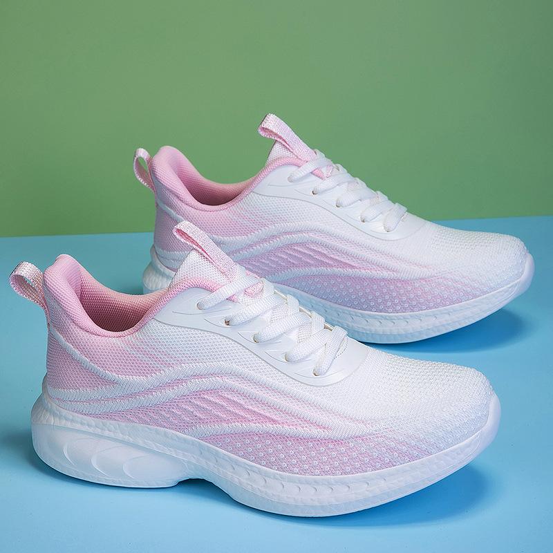 New sports shoes women's spring and summer soft-soled wear-resistant fly-woven breathable casual shoes versatile and ultra-light running women's shoes