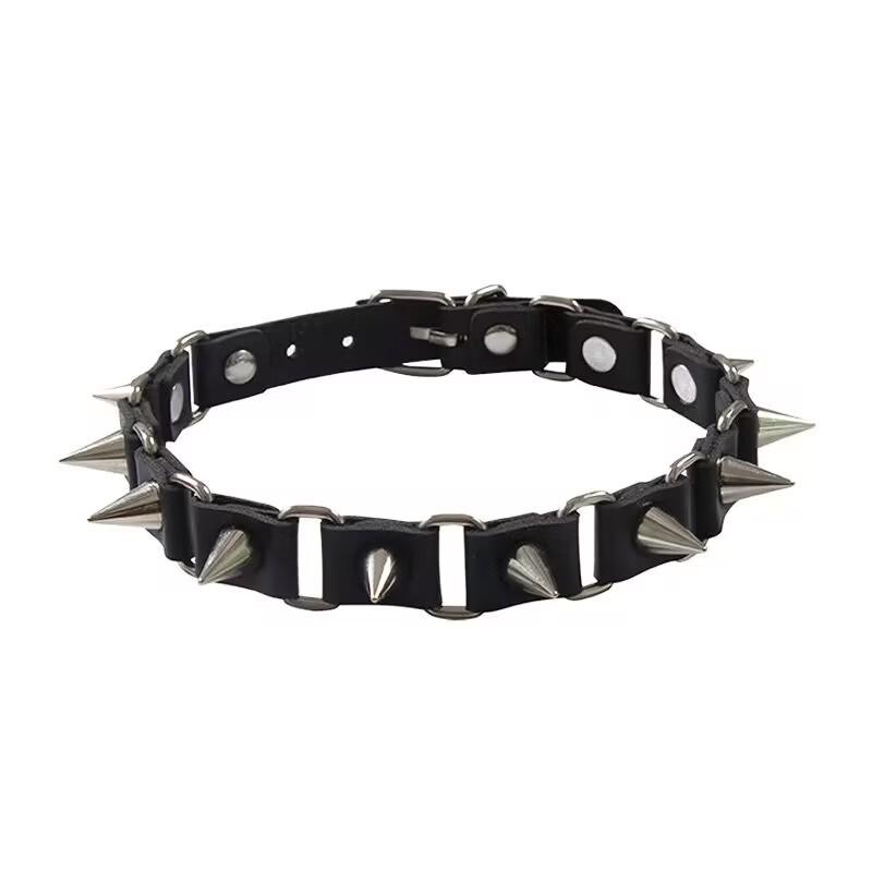 Punk Collar Women'S Splicing Rivet Collar Niche Design Necklace Necklace Choker Leather Collar Collar
