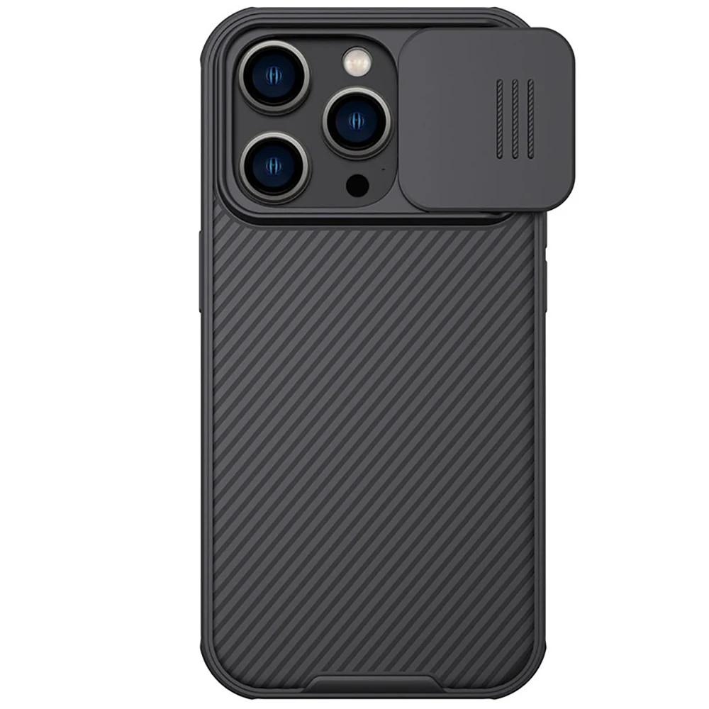 Nillkin Striped Case for iPhone 15 Pro Max 14 Plus 13 Mini 12 with Slide Camera Cover Protector Hard PC+TPU Phone Cover