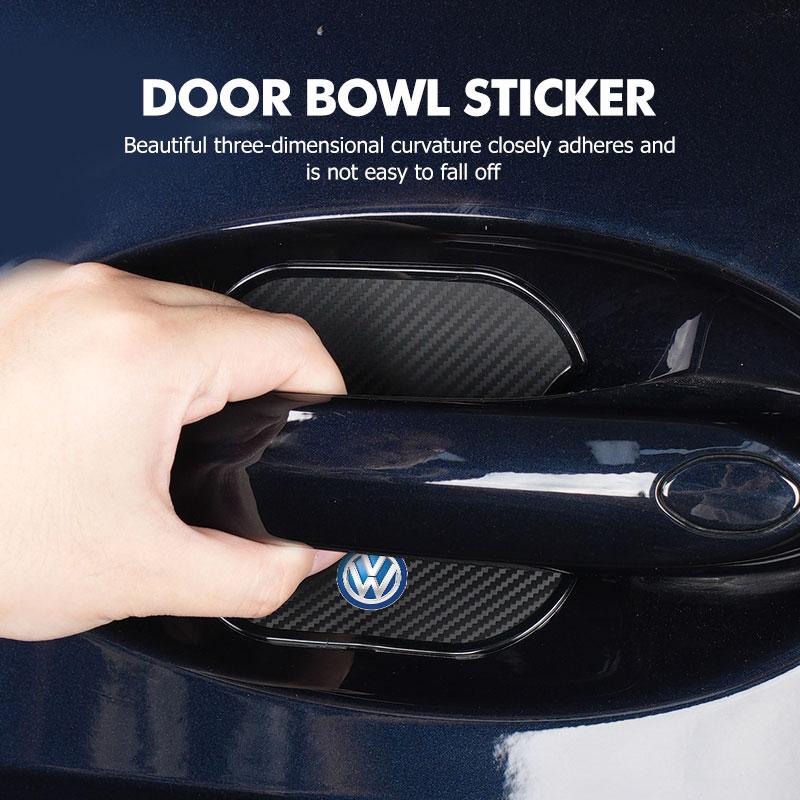 Hub Caps For Volkswagen VW Car Threshold Sticker Door Handle Bowl Scratch Protect Stickers Scirocco Jetta Beetle Golf 4 5 6 Pass