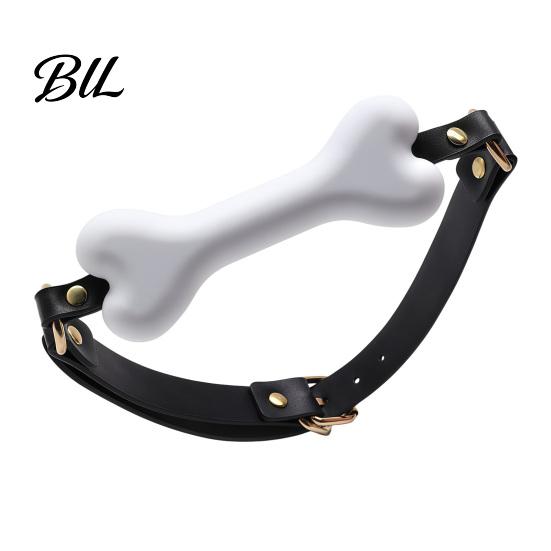 Soft Silicone Oral Restraint Bondage Mouth Gag, Dog Bone Breathable Ball Gag with Adjustable Strap Comfortable Bite for Couples, Adult BDSM Role Play