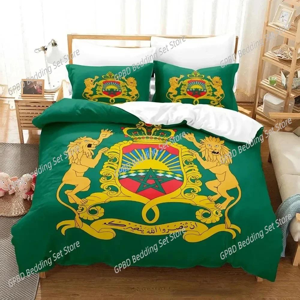 3D Print Morocco Flag Bedding Set For Bedroom Soft Modern Bedspreads Comefortable Kids Duvet Cover Quilt Cover And Pillowcase