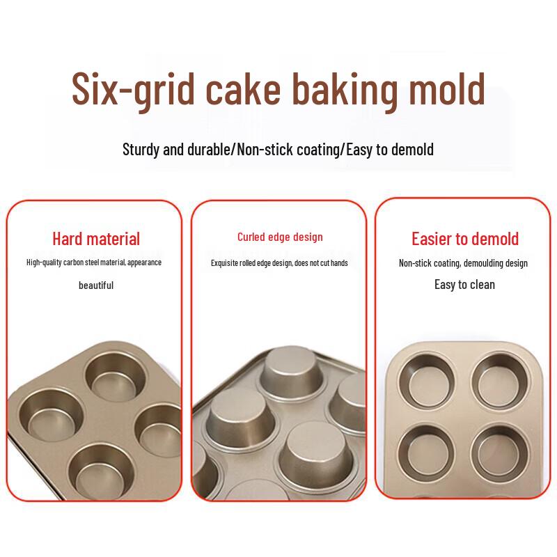 Jxsuperior 6-Cup Non-Stick Muffin Cake Baking Pan
