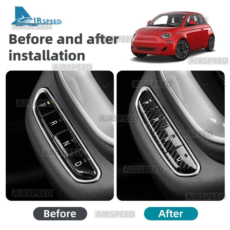 Real Hard Dry Carbon Fiber For Fiat 500e 2024 2025 2026 Abarth 595e -2026 Car Gear Button Frame Sticker