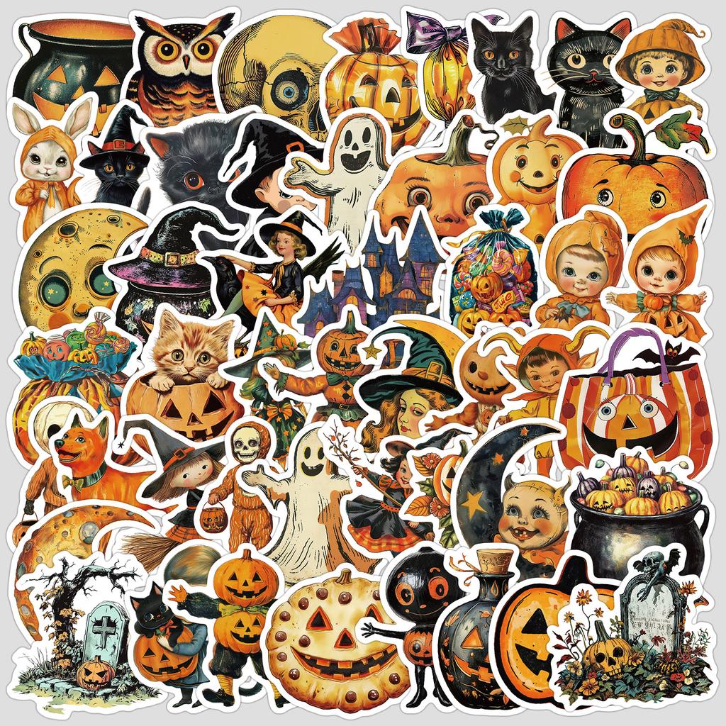 50 New Halloween Graffiti Stickers Halloween DIY Stickers Water Cup Computer Waterproof Decorative Stickers