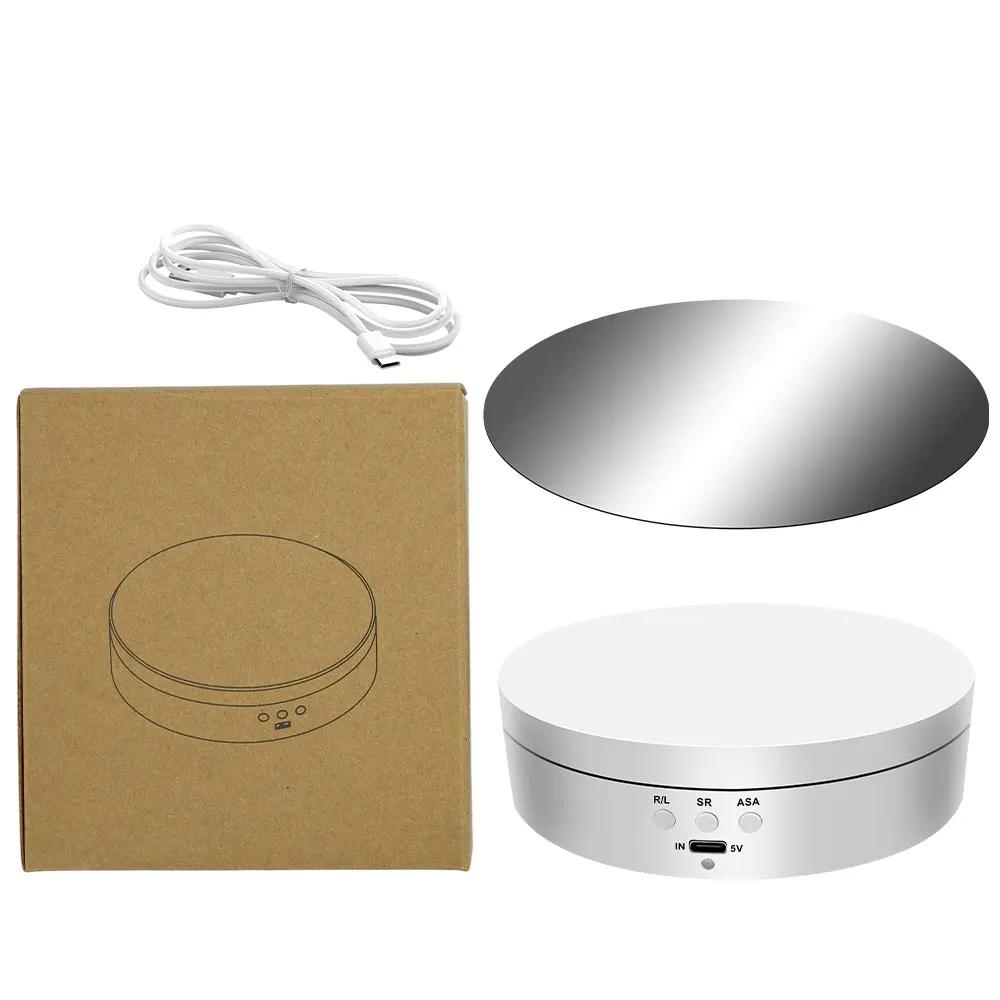 360° Rotation Electric Rotating Display Stand Noiseless Rotating Table Jewelry Stand USB/Battery Powered Rotating Tray