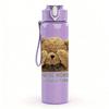 1PC Sleepy Teddy Bear Soft Toy Print 750ml Color Plastic Sports Water Bottle Leakproof Flip Straw Lid Suitable for Sports Office Home Use