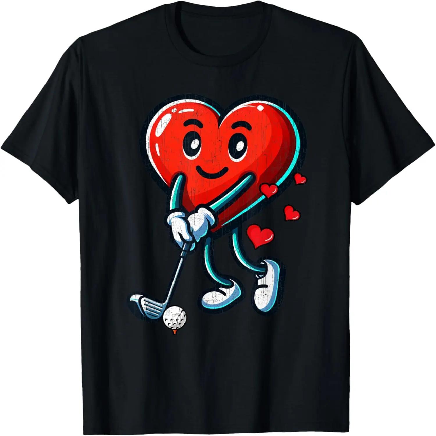 Golf Valentines Hearts Day Funny Lover Men Women T-Shirt XXXXXL чёрный